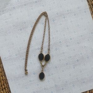 Vintage Elegant Gold Tone and Black Pendant Necklace